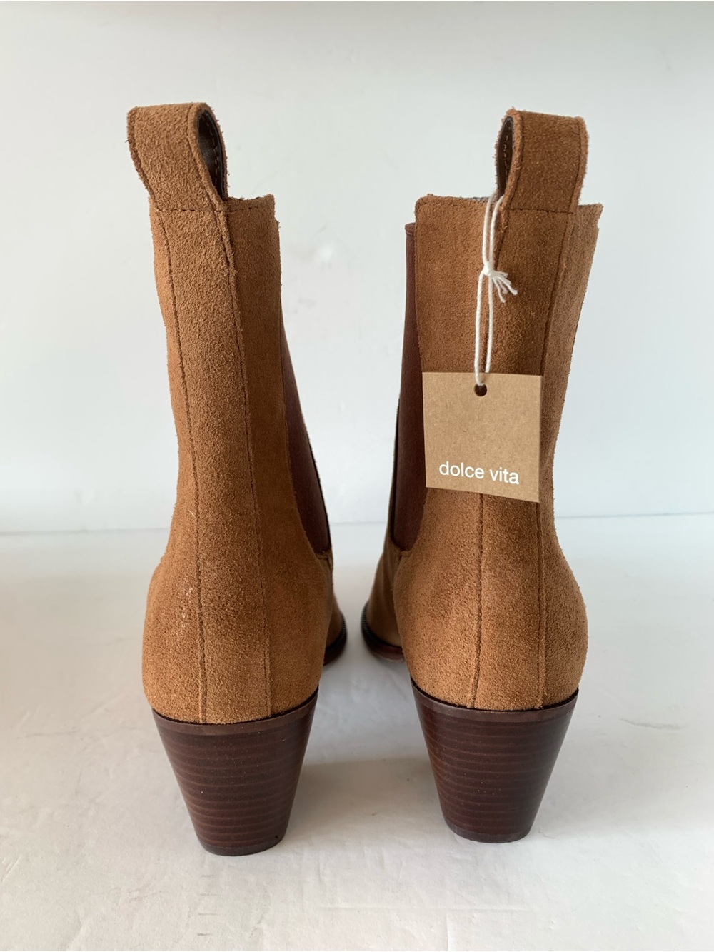 NEW Dolce Vita Shadie Chestnut Waterproof Suede Leather Chelsea Boots 8.5 NWOB - Picture 10 of 16